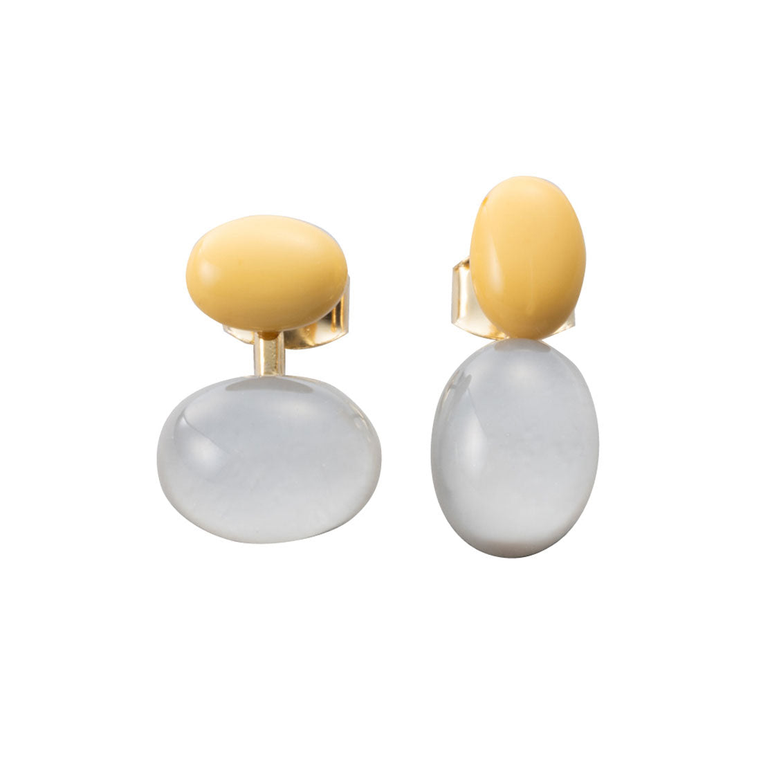 クリームドット Cream dot. バイカラーオーバルのアシンメトリーピアス/イヤリング （ピアス：イエロー） ピアス：イエロー