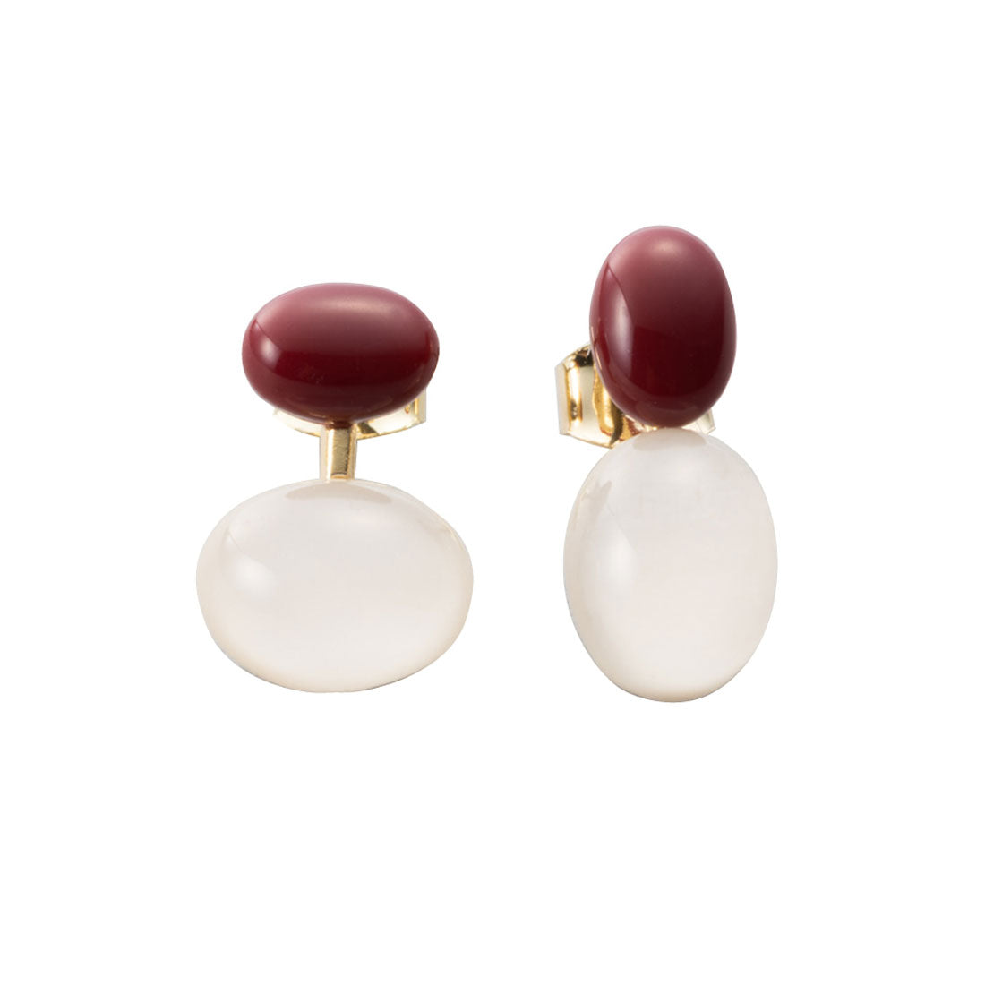 クリームドット Cream dot. バイカラーオーバルのアシンメトリーピアス/イヤリング （ピアス：レッド） ピアス：レッド