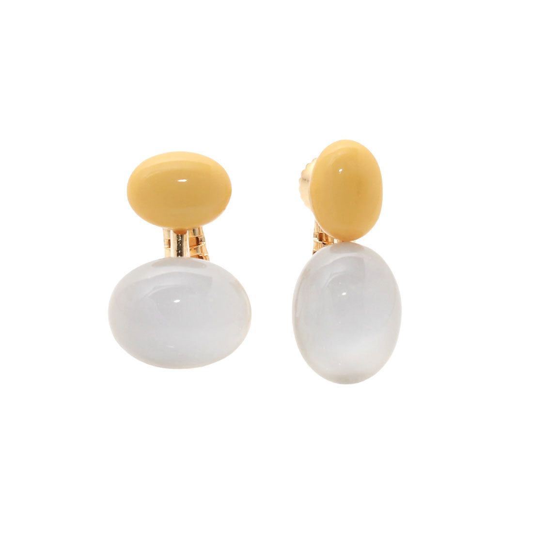 クリームドット Cream dot. バイカラーオーバルのアシンメトリーピアス/イヤリング （イヤリング：イエロー） イヤリング：イエロー
