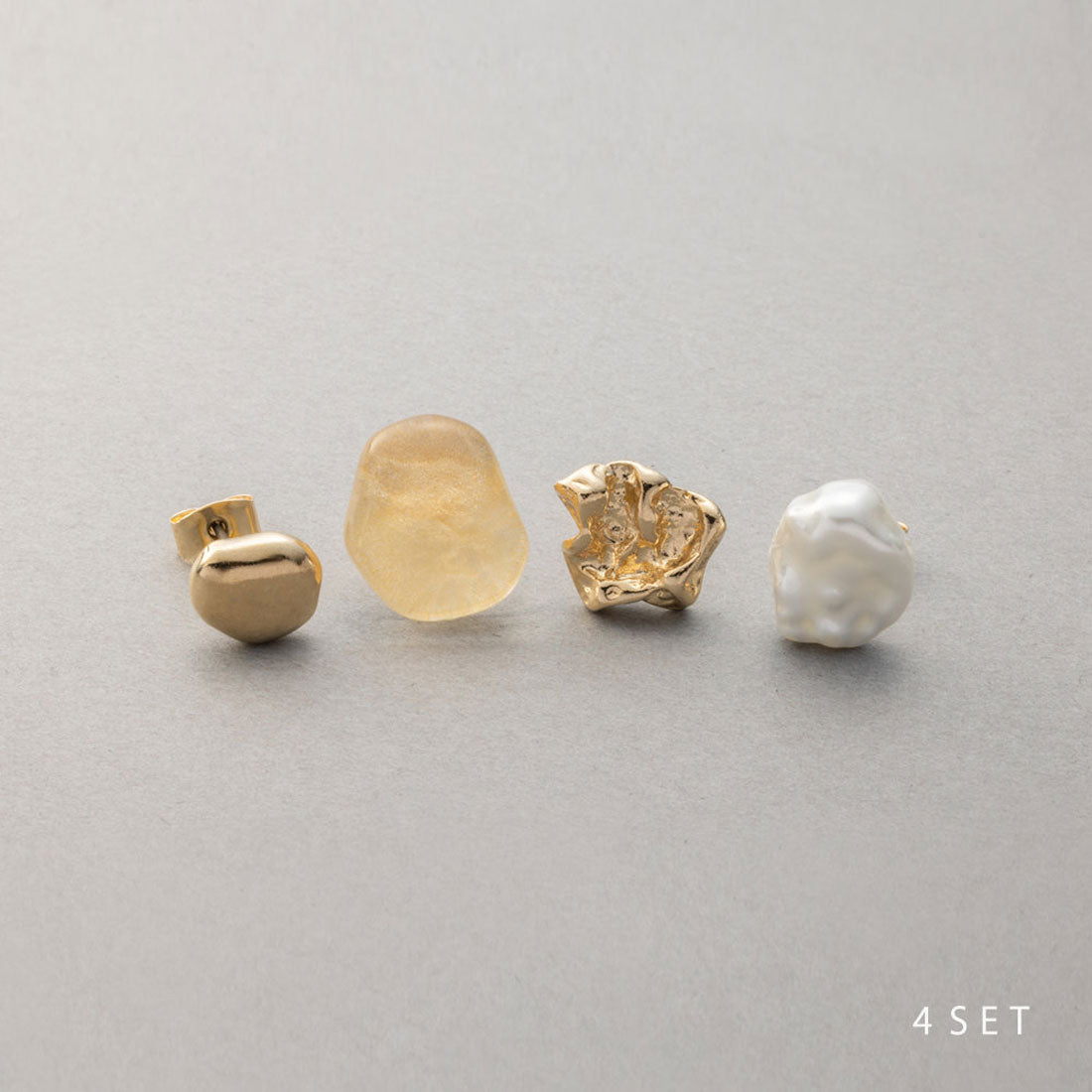 クリームドット Cream dot. アレンジ自在、デザインが異なる4点セットピアス （4セット：ゴールド） 4セット：ゴールド