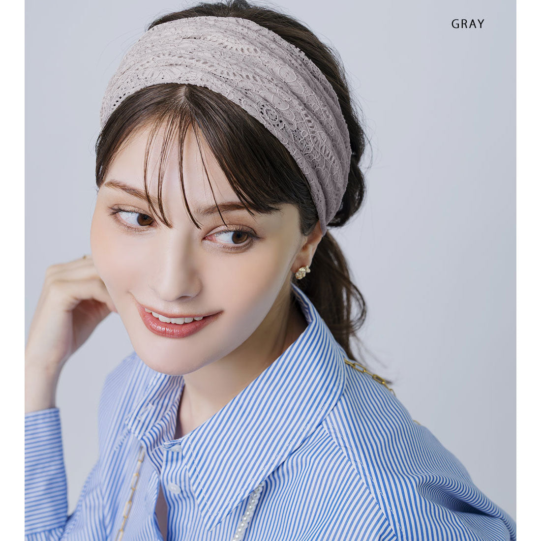 クリームドット Cream dot. アレンジ自在◎涼しげ総レースのワイドターバン （ワンサイズ：ブラック） ワンサイズ：ブラック