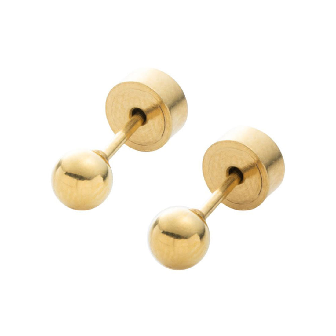 クリームドット Cream dot. メタルボールのステンレス製プッシュロックピアス （4mm：ゴールド） 4mm：ゴールド