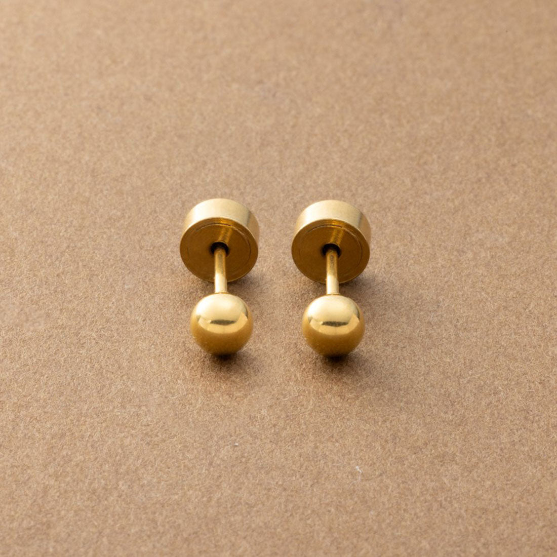 クリームドット Cream dot. メタルボールのステンレス製プッシュロックピアス （4mm：ゴールド） 4mm：ゴールド