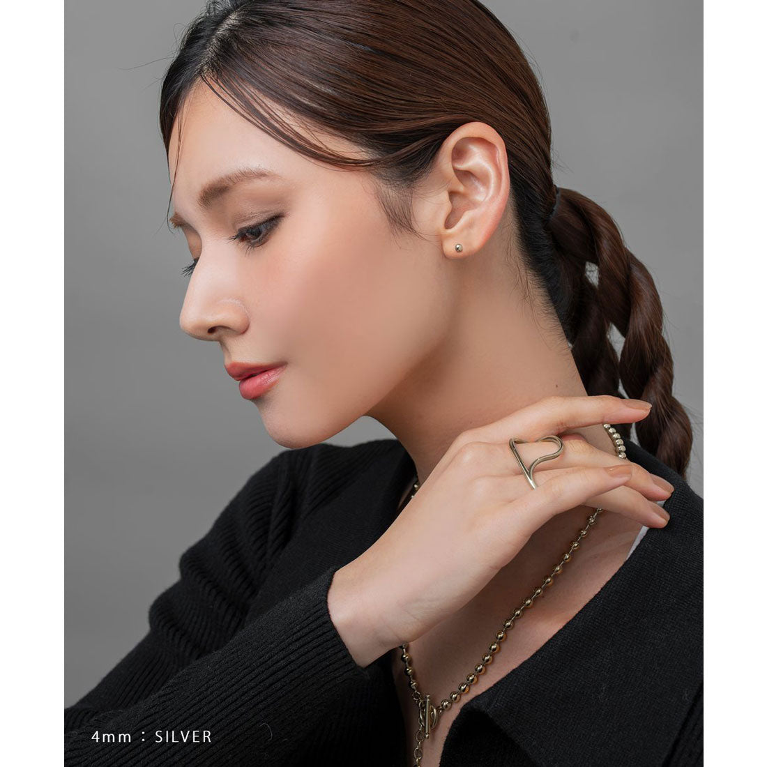 クリームドット Cream dot. メタルボールのステンレス製プッシュロックピアス （4mm：ゴールド） 4mm：ゴールド