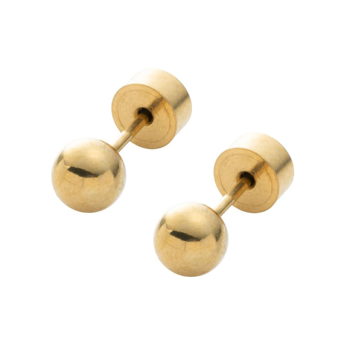 クリームドット Cream dot. メタルボールのステンレス製プッシュロックピアス （5mm：ゴールド） 5mm：ゴールド