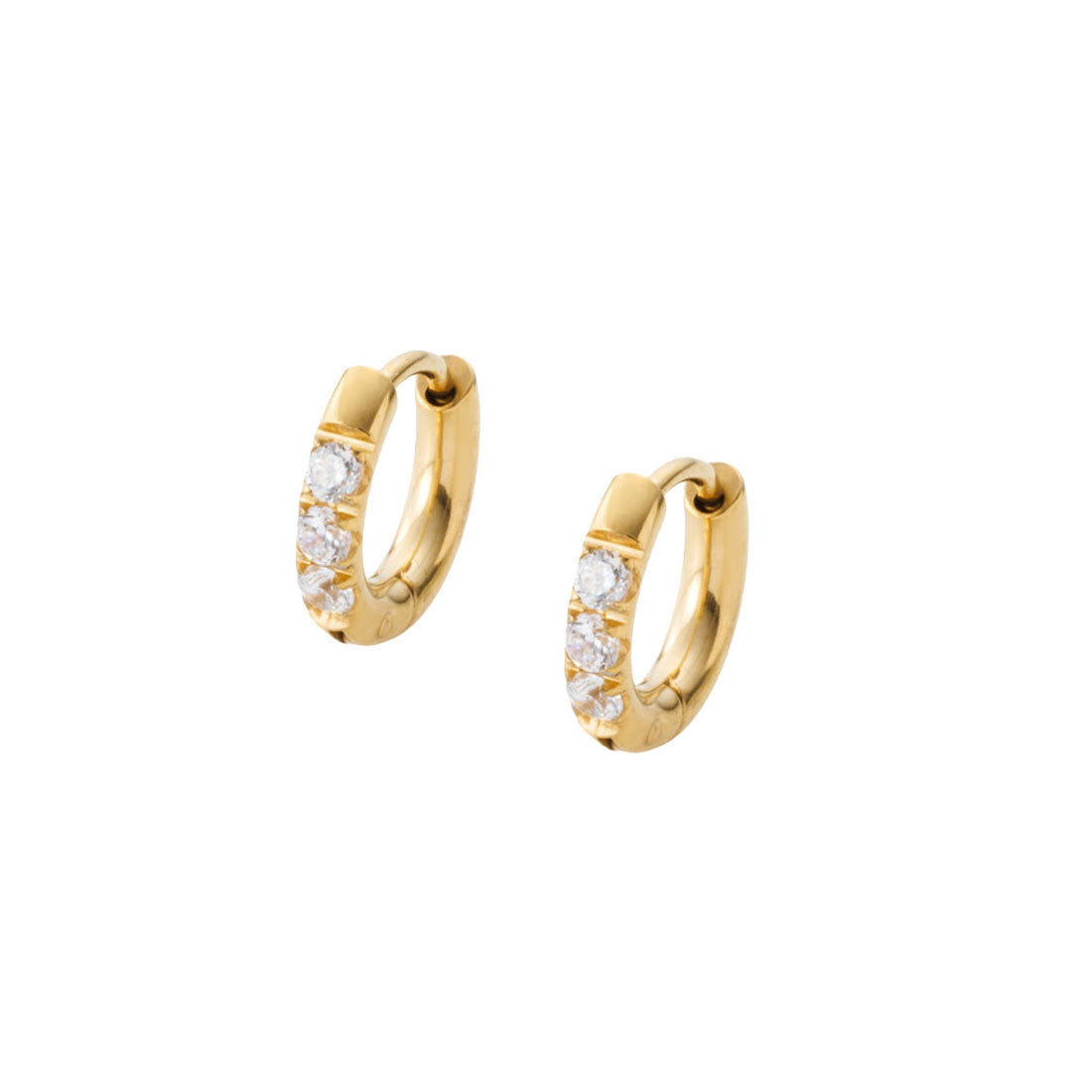 クリームドット Cream dot. 選べる6サイズ、ビジュー煌めくステンレス製フープピアス （6mm：ゴールド） 6mm：ゴールド
