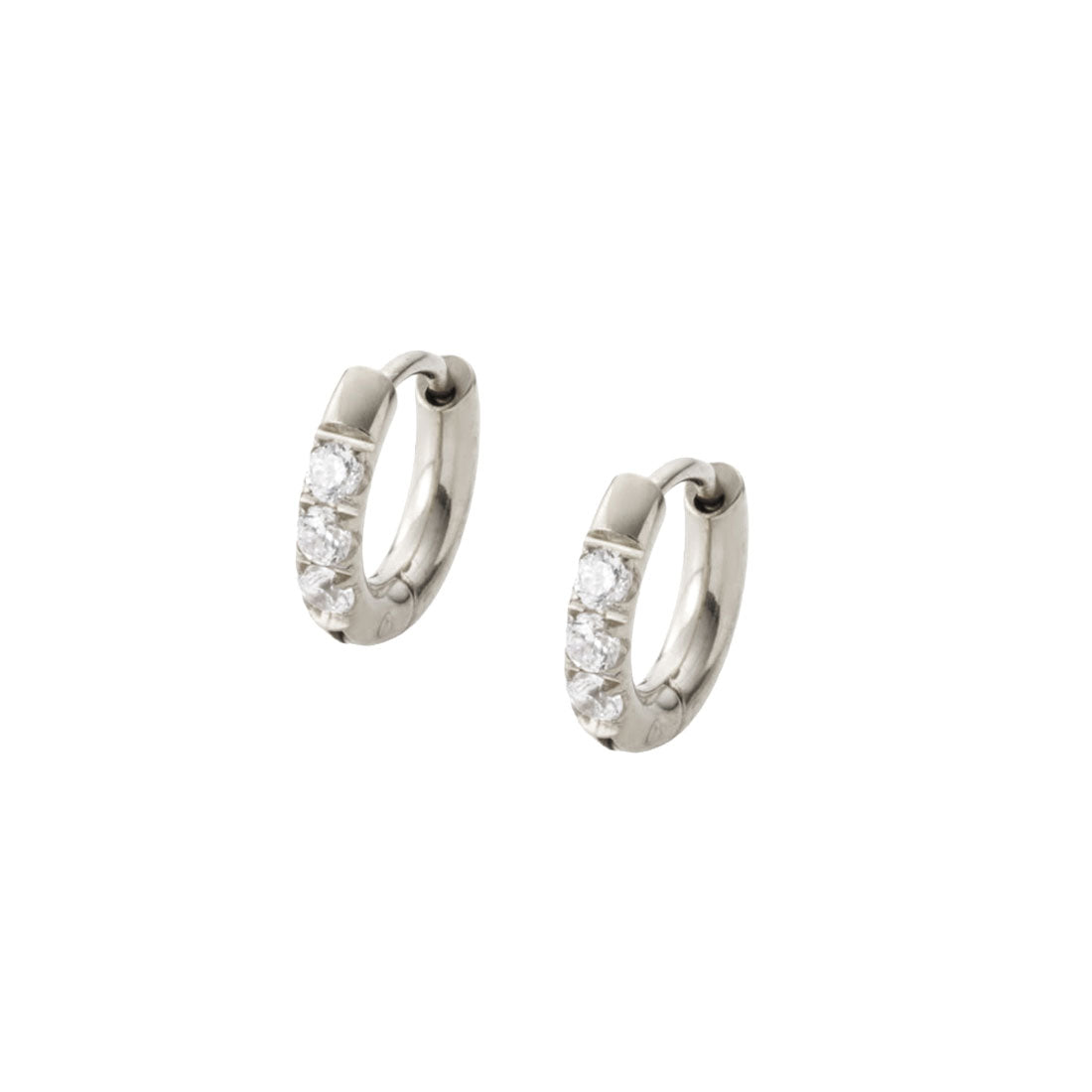 クリームドット Cream dot. 選べる6サイズ、ビジュー煌めくステンレス製フープピアス （6mm：シルバー） 6mm：シルバー