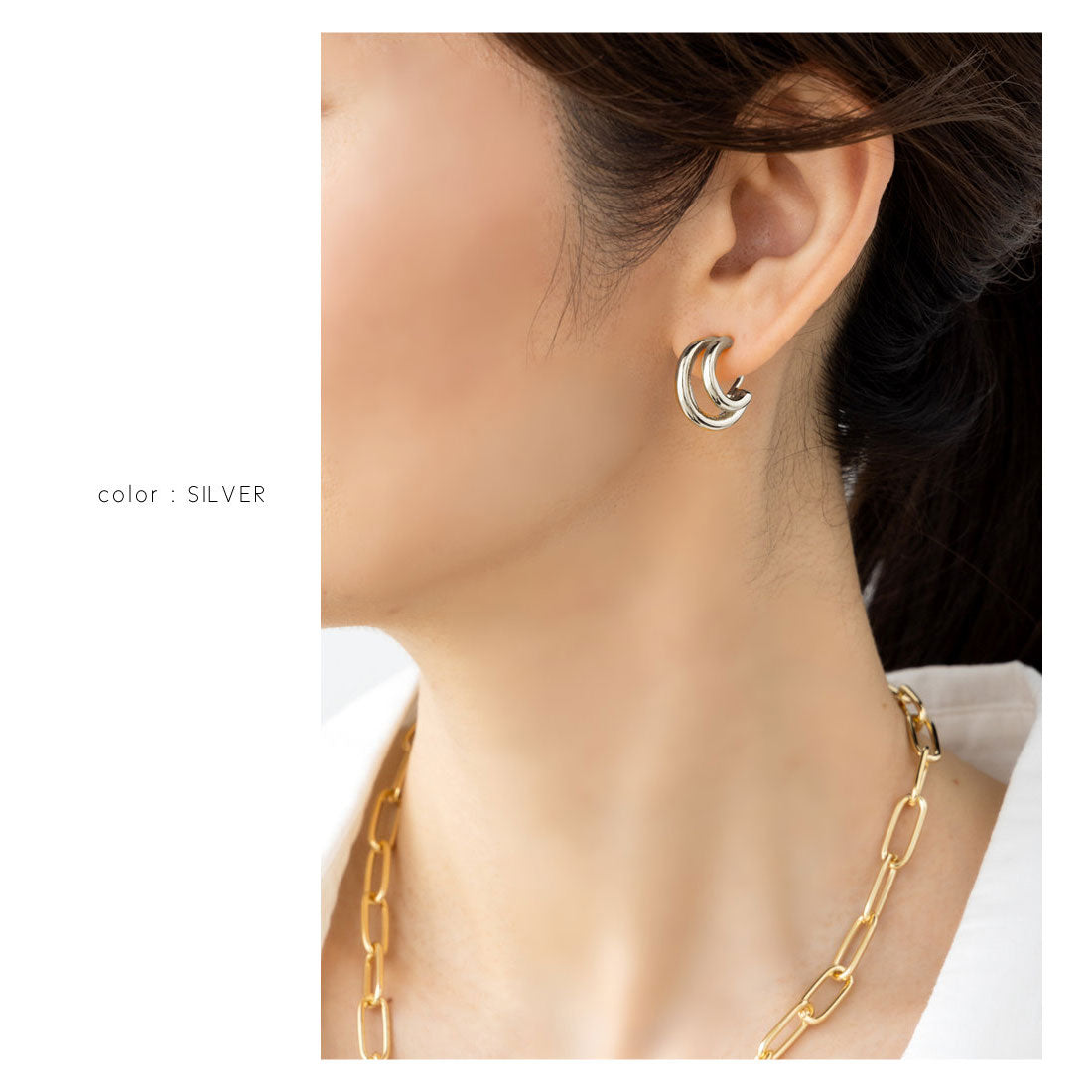 クリームドット Cream dot. 艶めくニュアンスメタルラインのピアス （ピアス：ゴールド） ピアス：ゴールド