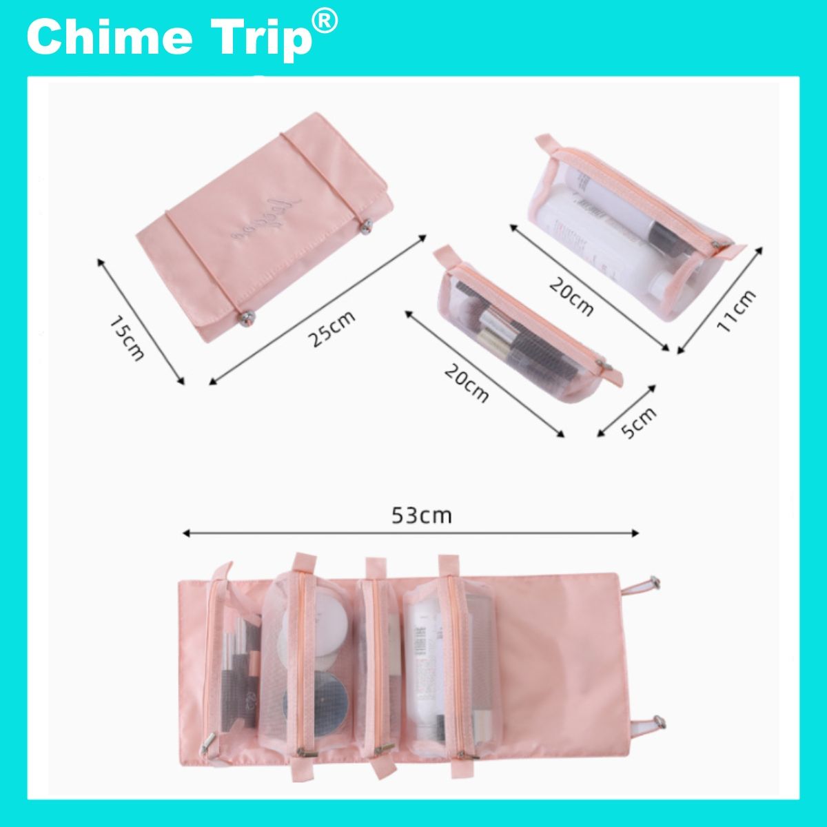 チャイムトリップ Chime Trip 便攜包 旅行包 吊掛 大容量 旅行 袋 簡約 壁掛 防潑水 男女皆宜 拉鍊 網狀 可拆卸 化妝包 時尚 可愛