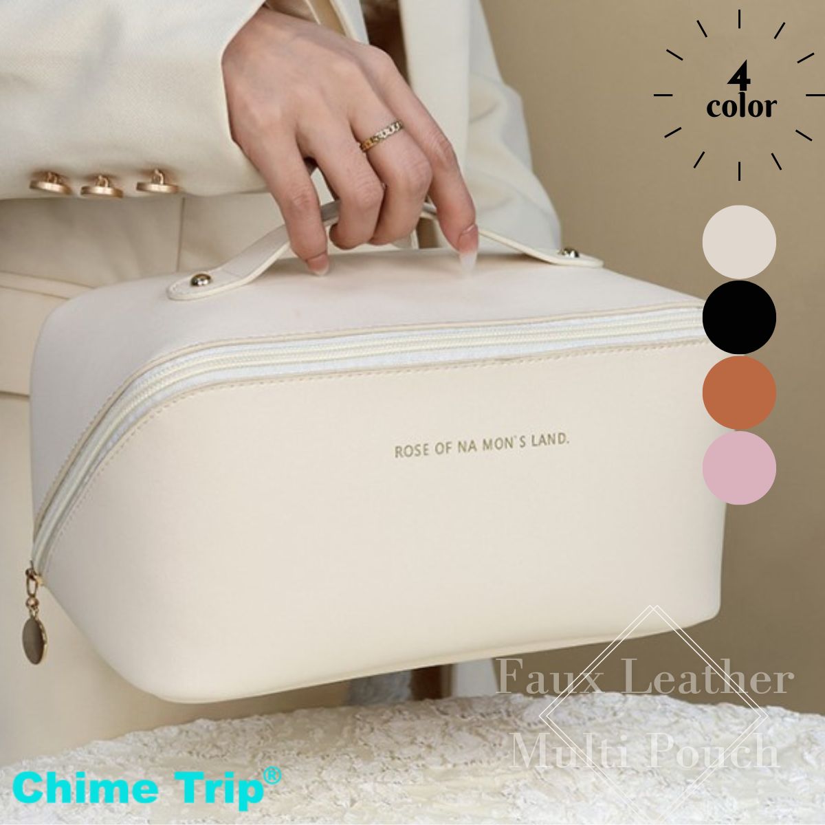 Chime Trip Trim Trip Pachity Pachity Pachity Pouch Cosmetics Multi Pacough small Travel Pouch旅行假皮革單調可愛的袋子儲物使製造粉紅色大容量迷你袋女士白色棕色棕色棕色棕色棕色棕色