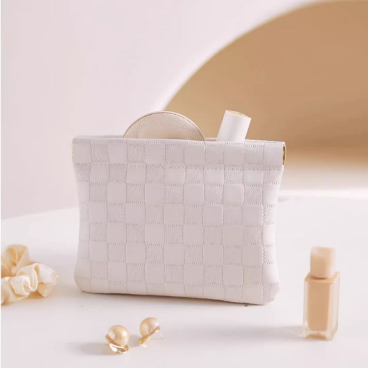 Chime Trip Chime Trip Pouch 配件包 小號 Springero 金屬皮夾 春季時尚韓國時尚女士化妝包 緊湊型刷架可愛化妝包