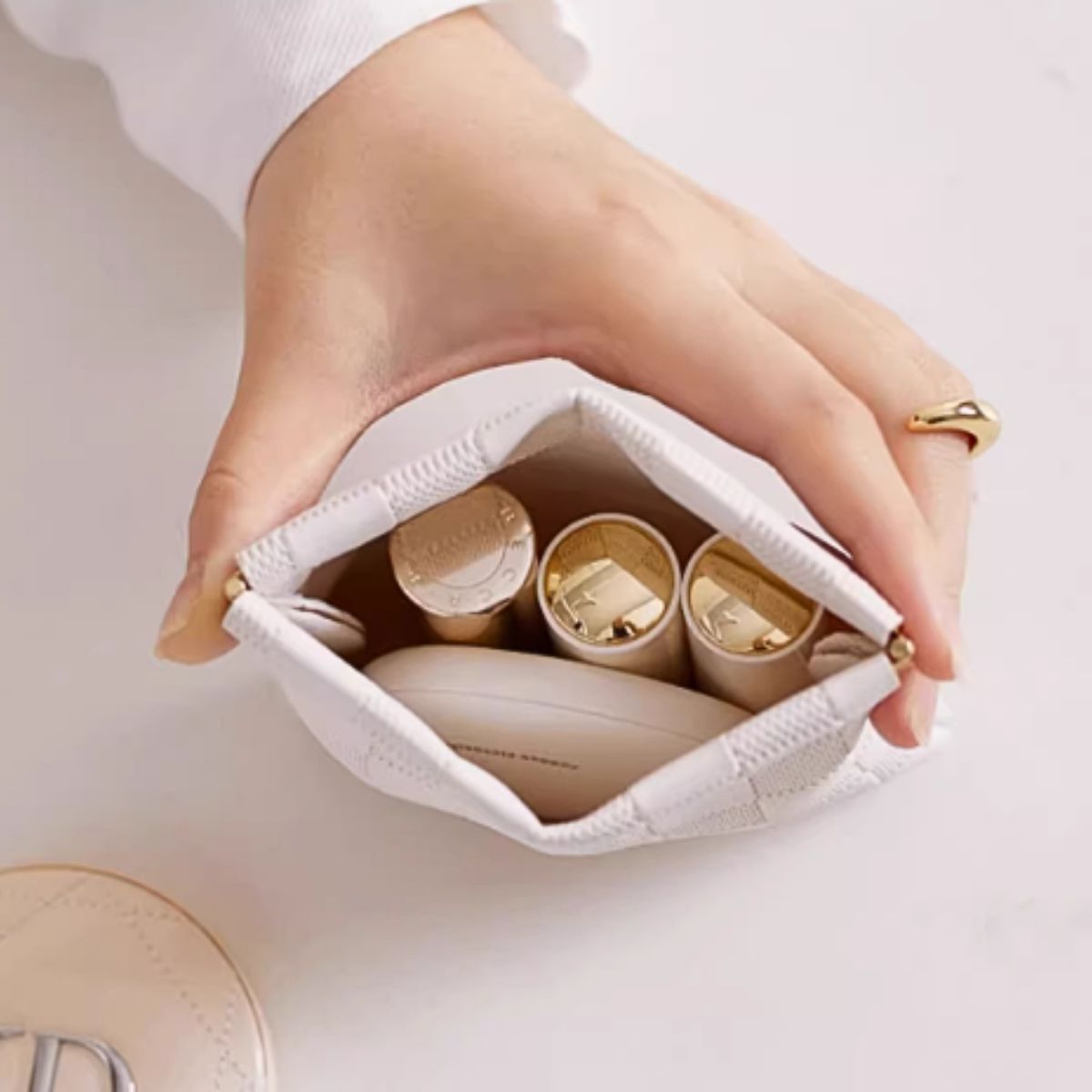 Chime Trip Chime Trip Pouch 配件包 小號 Springero 金屬皮夾 春季時尚韓國時尚女士化妝包 緊湊型刷架可愛化妝包