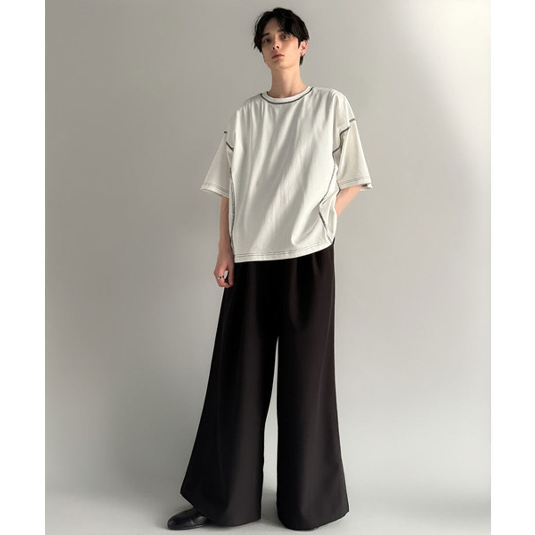 クラシカルエルフ Classical Elf 「1枚でも羽織でも。」インサイドアウト仕様2wayダブルジップジャケットTシャツ （オフホワイト） オフホワイト