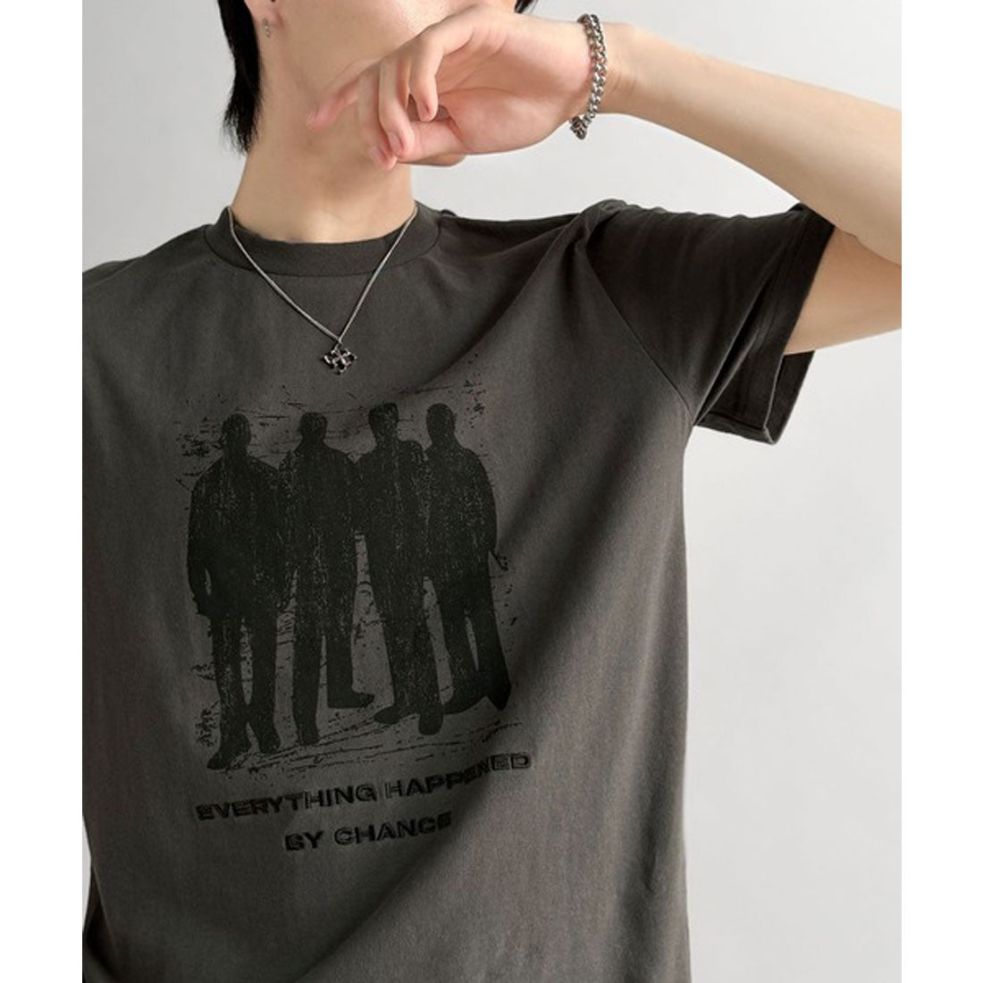 クラシカルエルフ Classical Elf 《Haruto×クラシカルエルフコラボ》綿100％メッセージ刺繍入りグラフィックTシャツ（半袖） （チャコールグレー） チャコールグレー