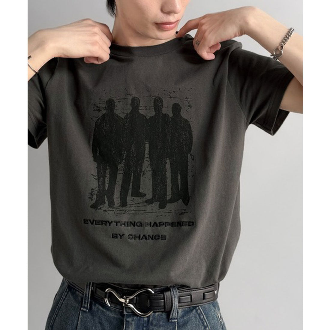 クラシカルエルフ Classical Elf 《Haruto×クラシカルエルフコラボ》綿100％メッセージ刺繍入りグラフィックTシャツ（半袖） （チャコールグレー） チャコールグレー
