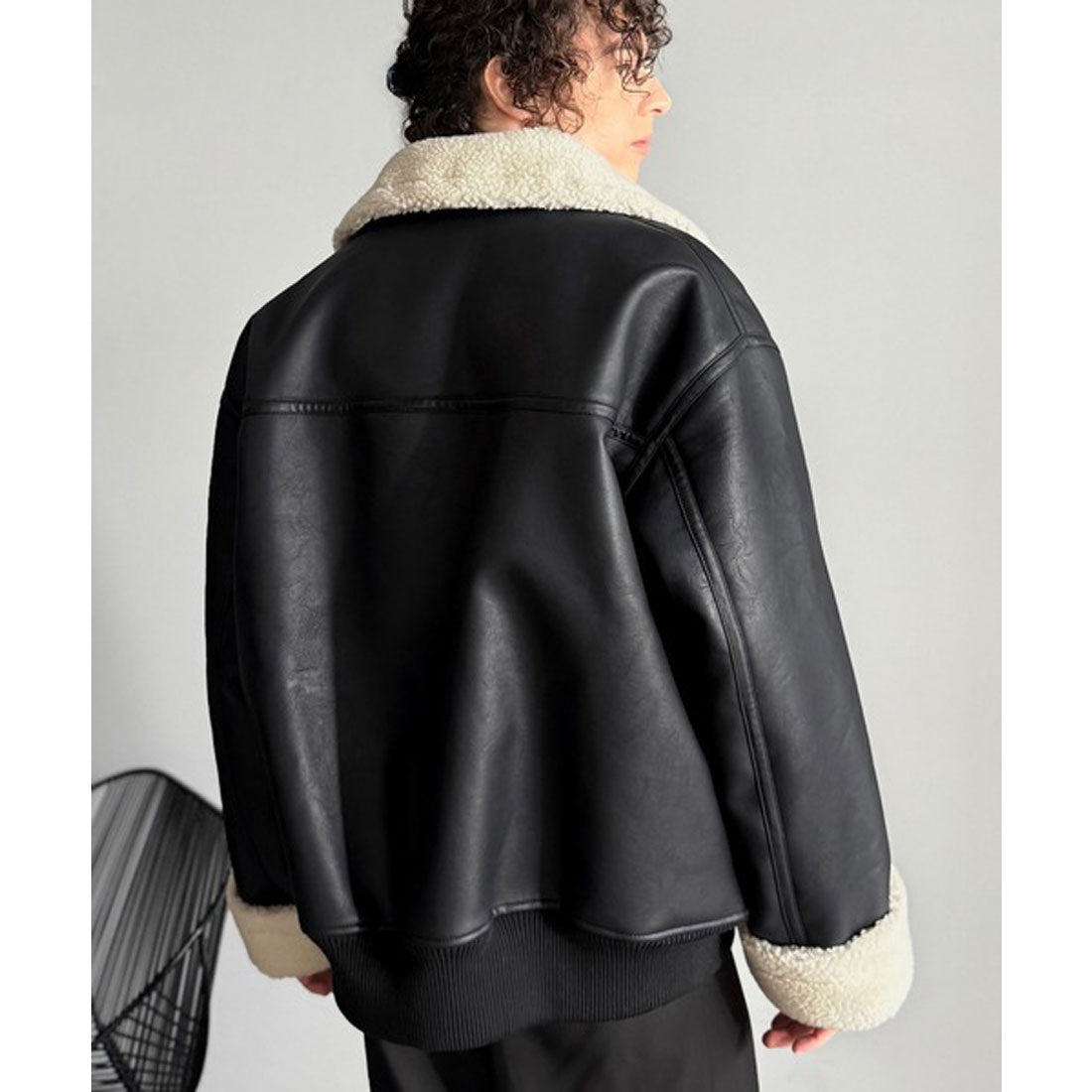 クラシカルエルフ Classical Elf 2way襟ボア切り替えフェイクレザージャケット （ブラック） ブラック