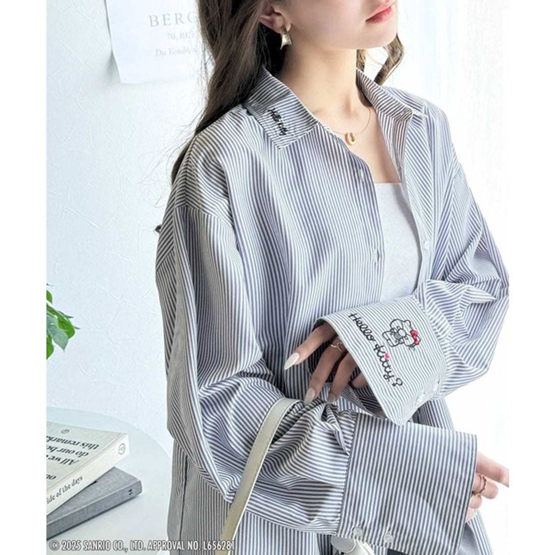 クラシカルエルフ Classical Elf 【Sanrio characters/サンリオキャラクターズ】ランダム刺繍ストライプシャツ(長袖) （ブルーストライプ） ブルーストライプ