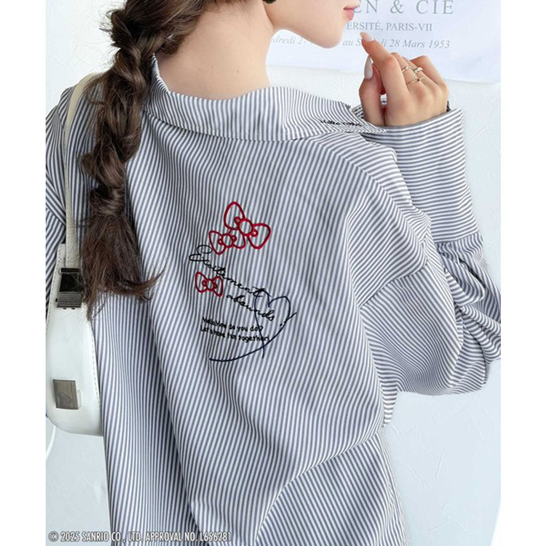 クラシカルエルフ Classical Elf 【Sanrio characters/サンリオキャラクターズ】ランダム刺繍ストライプシャツ(長袖) （ブルーストライプ） ブルーストライプ