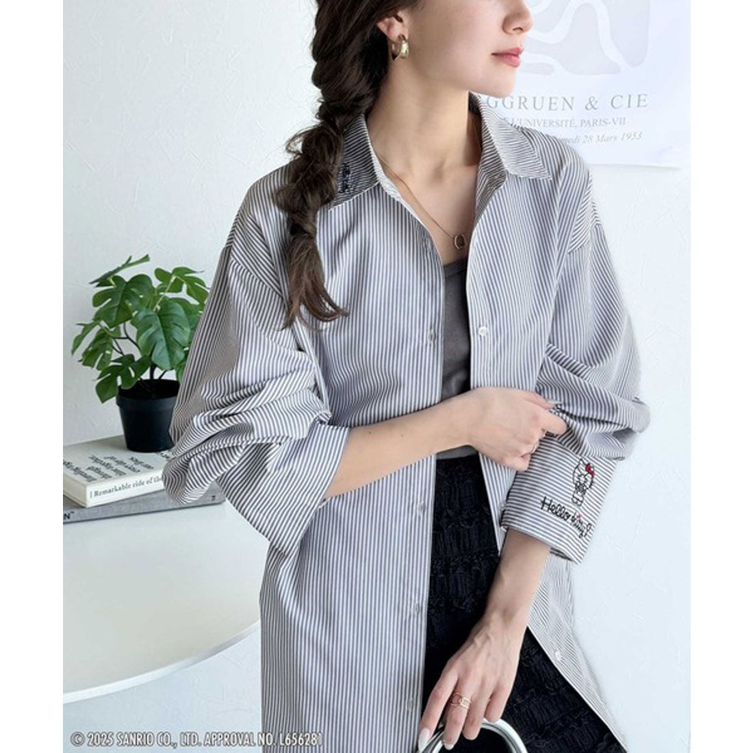 クラシカルエルフ Classical Elf 【Sanrio characters/サンリオキャラクターズ】ランダム刺繍ストライプシャツ(長袖) （ブルーストライプ） ブルーストライプ