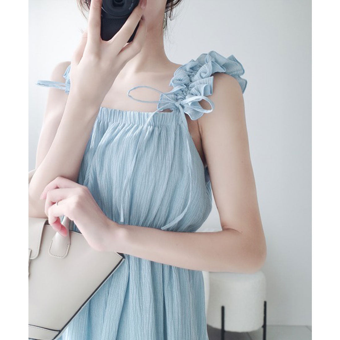 クラシカルエルフ Classical Elf 【mily bilet】甘くて軽やか。フリルショルダーAラインティアードキャミワンピース(ロング) （イエロー） イエロー