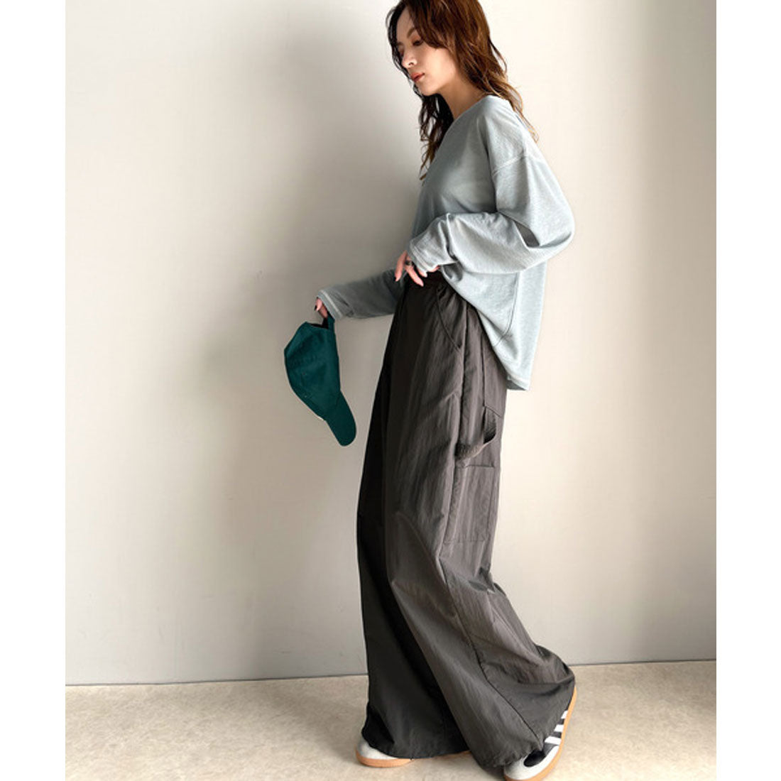 クラシカルエルフ Classical Elf 《JaVa ジャバ別注》ワイドな今っぽシルエット☆メンズライク裾ドロストペインターパンツ （チャコール） チャコール