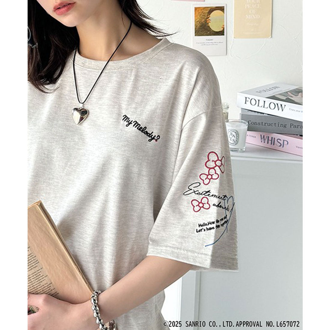 クラシカルエルフ Classical Elf 【Sanrio characters/サンリオキャラクターズ】かくれんぼシリーズ刺繍ビッグTシャツ （オートミール） オートミール