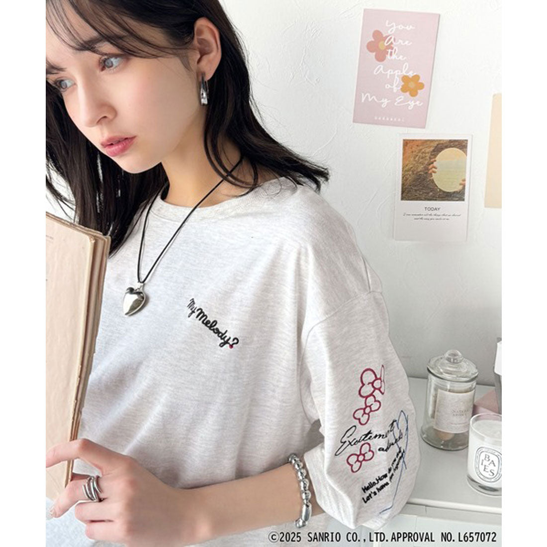 クラシカルエルフ Classical Elf 【Sanrio characters/サンリオキャラクターズ】かくれんぼシリーズ刺繍ビッグTシャツ （オートミール） オートミール