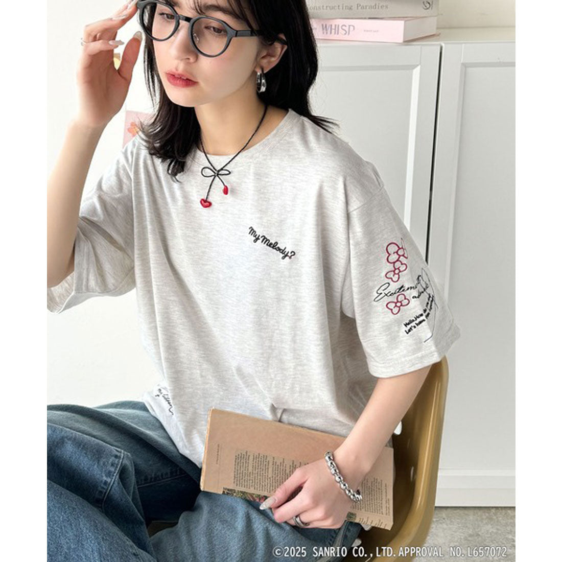 クラシカルエルフ Classical Elf 【Sanrio characters/サンリオキャラクターズ】かくれんぼシリーズ刺繍ビッグTシャツ （オートミール） オートミール