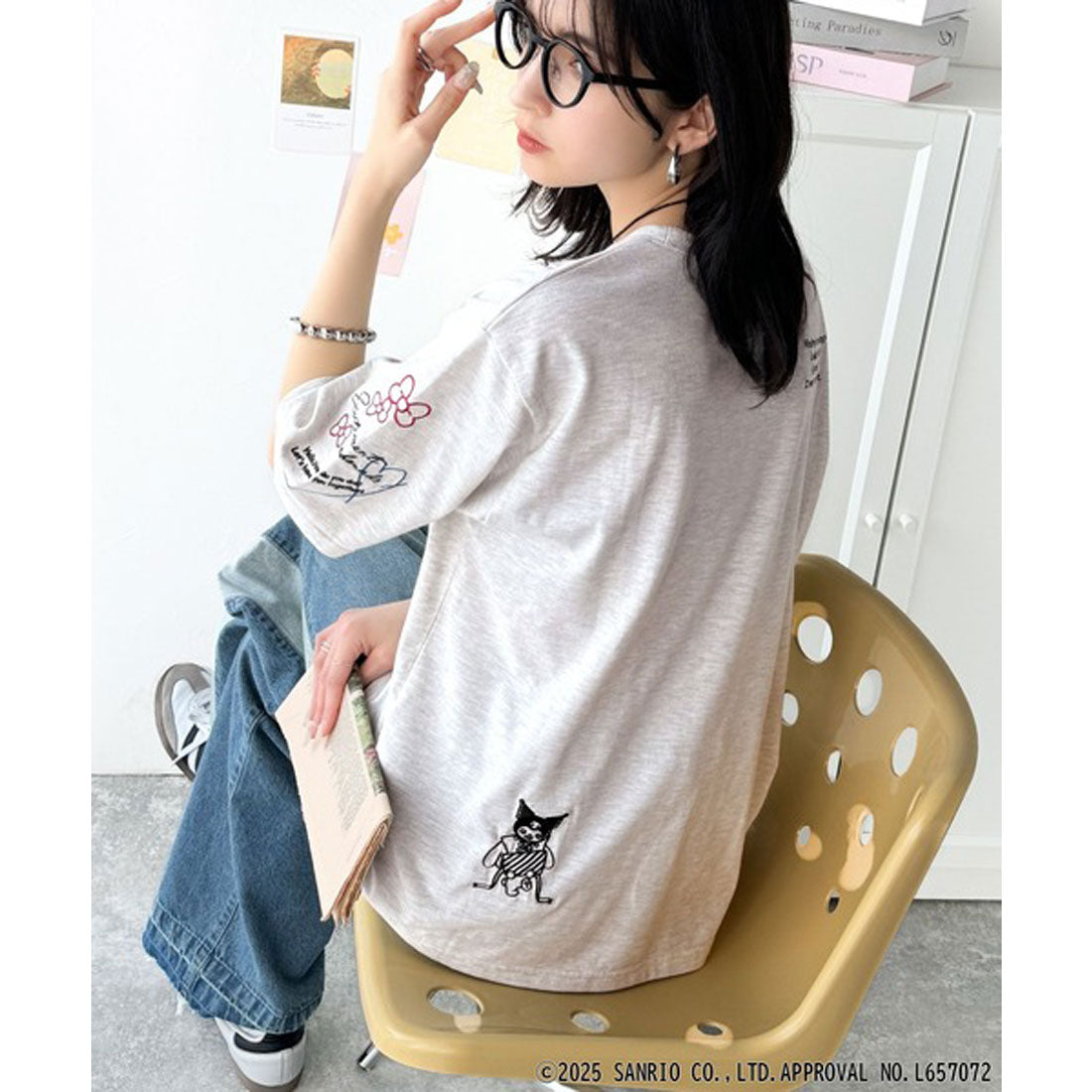 クラシカルエルフ Classical Elf 【Sanrio characters/サンリオキャラクターズ】かくれんぼシリーズ刺繍ビッグTシャツ （オートミール） オートミール