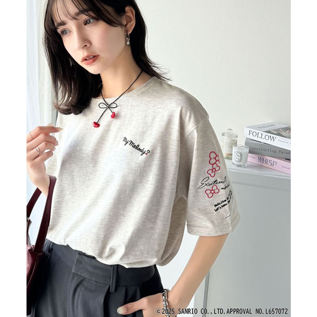 クラシカルエルフ Classical Elf 【Sanrio characters/サンリオキャラクターズ】かくれんぼシリーズ刺繍ビッグTシャツ （オートミール） オートミール
