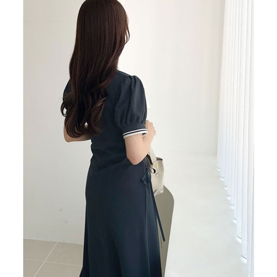 クラシカルエルフ Classical Elf 【mily bilet】上品な雰囲気と、大人フェミニンさの融合。鹿の子胸刺繍ポロワンピース （ネイビー） ネイビー
