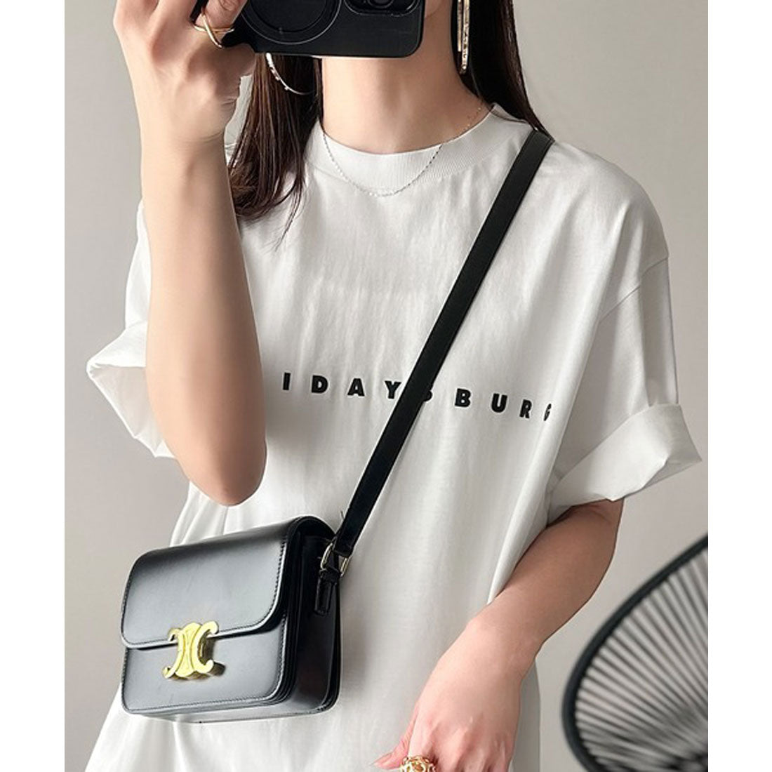 クラシカルエルフ Classical Elf 大人の上品カジュアルを楽しむ。シルケット風シンプル英字ロゴT （ホワイト） ホワイト