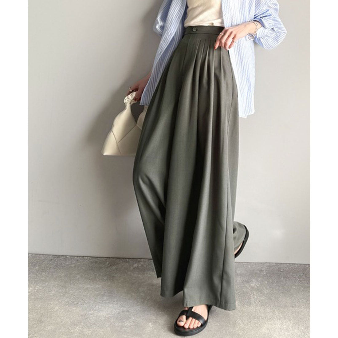 クラシカルエルフ Classical Elf センスが光る。綺麗め5タックワイドパンツ （チャコール） チャコール