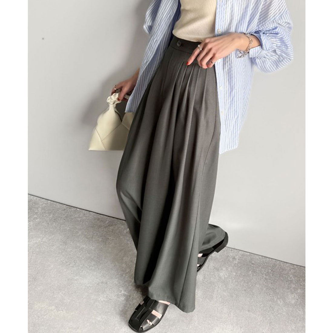 クラシカルエルフ Classical Elf センスが光る。綺麗め5タックワイドパンツ （チャコール） チャコール