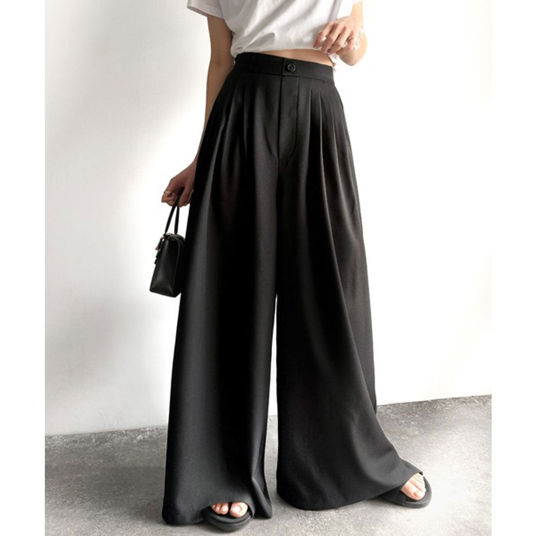 クラシカルエルフ Classical Elf センスが光る。綺麗め5タックワイドパンツ （チャコール） チャコール