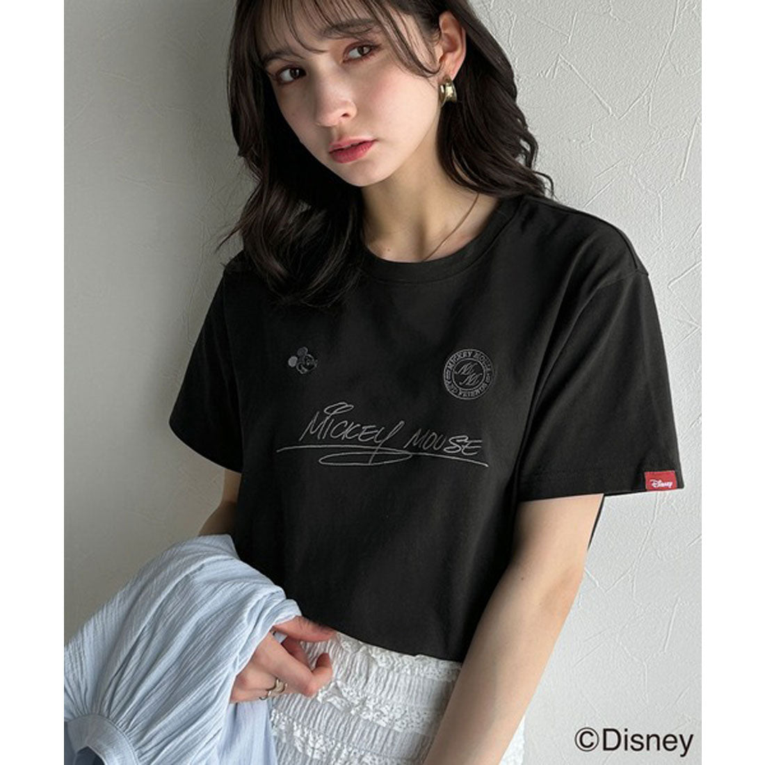 クラシカルエルフ Classical Elf 大人女子必見！ 綿100％「ディズニー」サイン風刺繍Tシャツ（半袖） （オートミール×Dグーフィー） オートミール×Dグーフィー