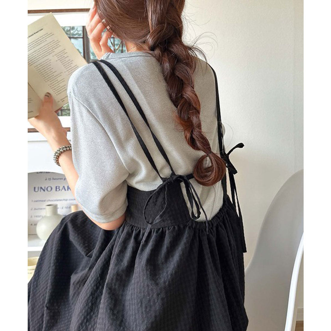 クラシカルエルフ Classical Elf 後ろ姿も可愛く盛れちゃう♪サッカー素材バックリボンフレアキャミワンピ （ブラック） ブラック