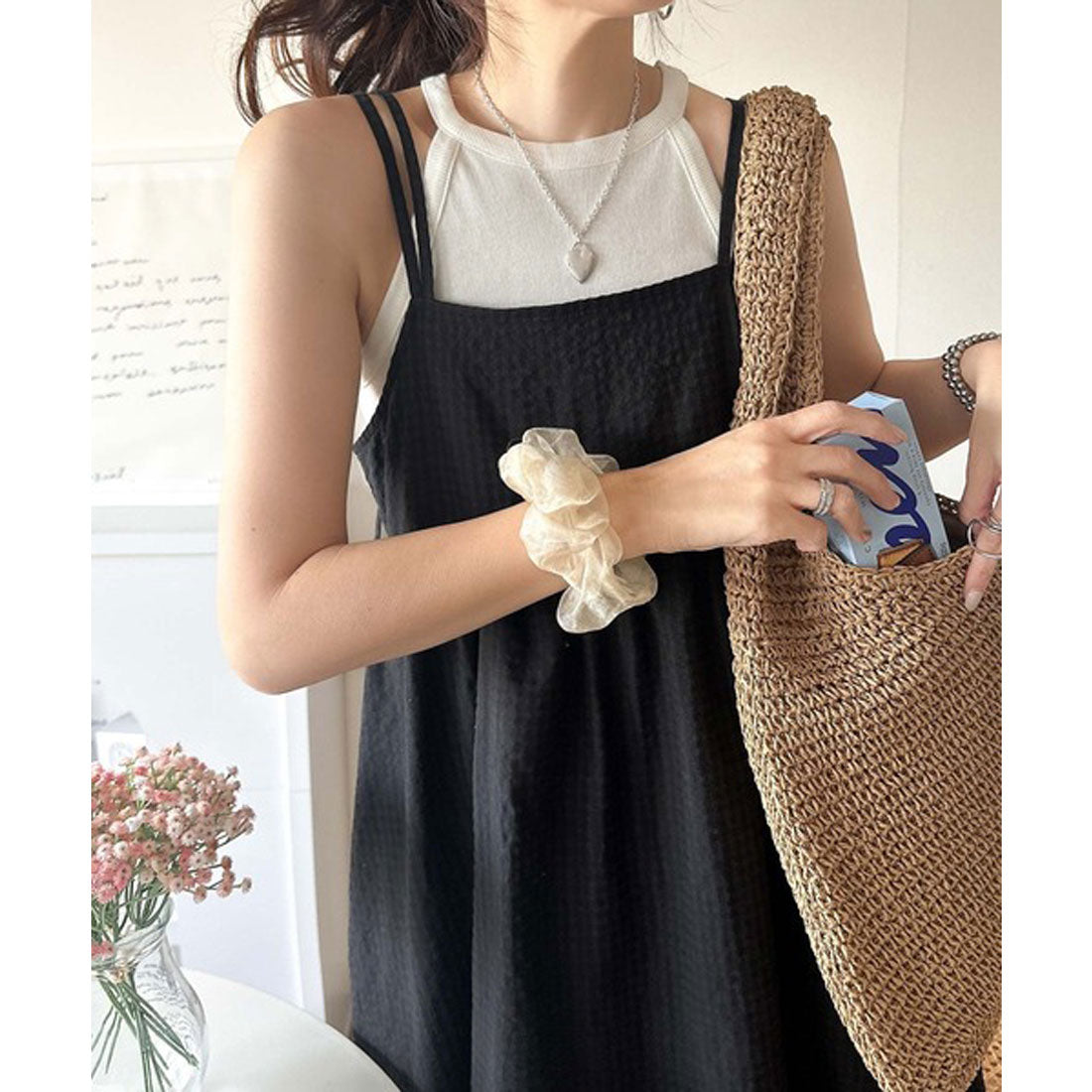 クラシカルエルフ Classical Elf 後ろ姿も可愛く盛れちゃう♪サッカー素材バックリボンフレアキャミワンピ （ブラック） ブラック