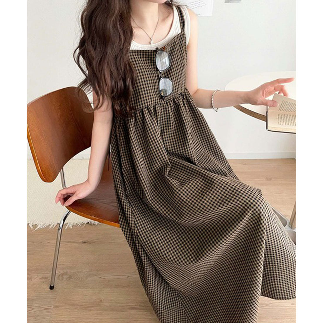 クラシカルエルフ Classical Elf 後ろ姿も可愛く盛れちゃう♪サッカー素材バックリボンフレアキャミワンピ （ブラウン×ブラック） ブラウン×ブラック