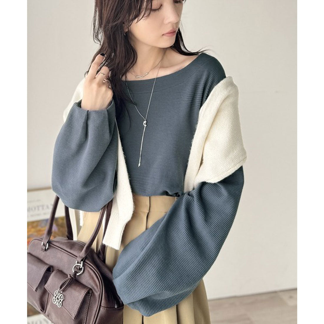 クラシカルエルフ Classical Elf さらり滑らか。綿100％タック入りバルーンスリーブプルオーバー(長袖) （アイボリー） アイボリー