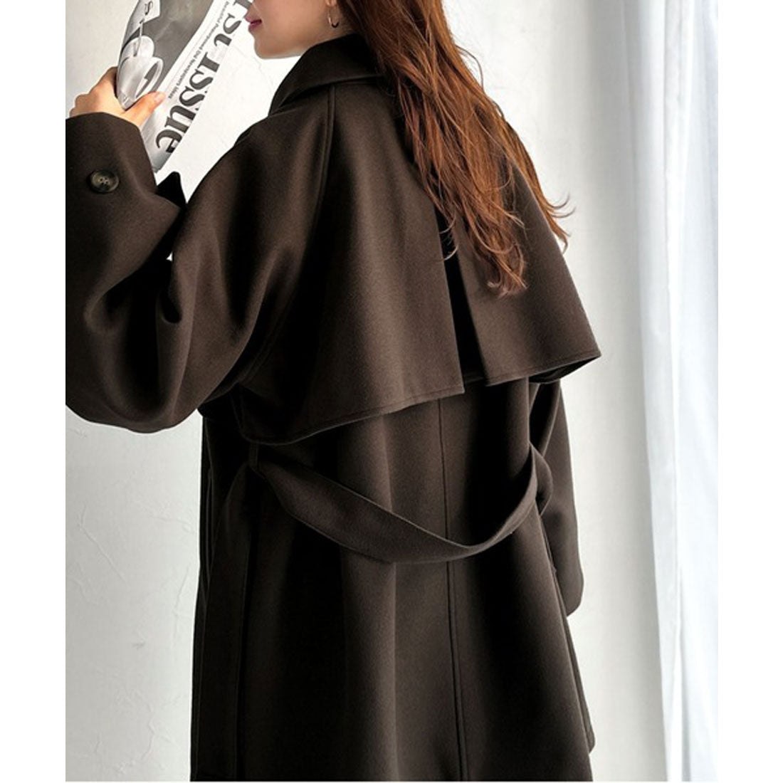 クラシカルエルフ Classical Elf かわいさも、大人っぽさも叶える。着こなし自在の2way仕様が嬉しい♪ミドル丈アレンジコート （ブラウン） ブラウン