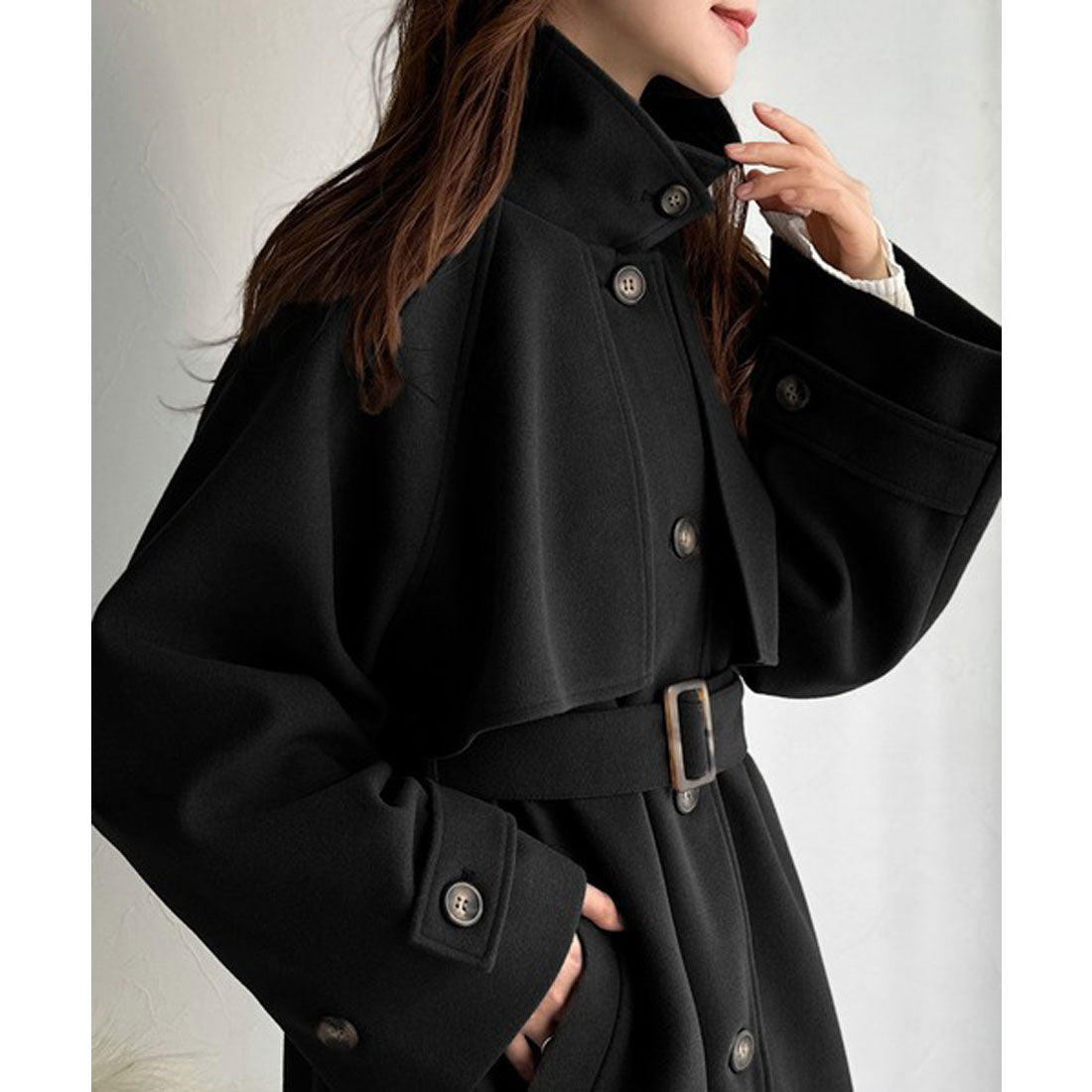 クラシカルエルフ Classical Elf かわいさも、大人っぽさも叶える。着こなし自在の2way仕様が嬉しい♪ミドル丈アレンジコート （ブラウン） ブラウン