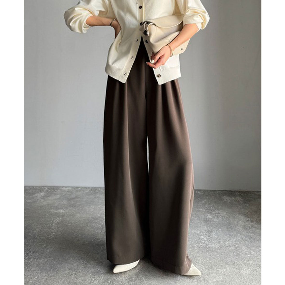 クラシカルエルフ Classical Elf 体型カバーも叶う、ラクなのにきれい見え。2タックワイドスラックス（セットアップ可） （ブラック） ブラック