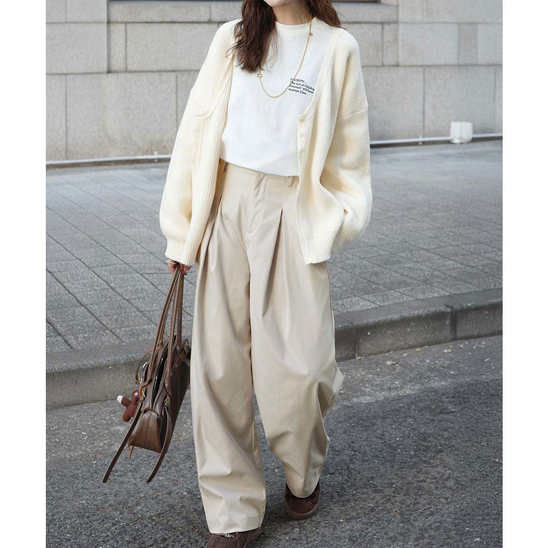 クラシカルエルフ Classical Elf 《marina×クラシカルエルフコラボ》シンプルコーデに洗練さをプラス◎タックデザインパンツ （アイボリー） アイボリー