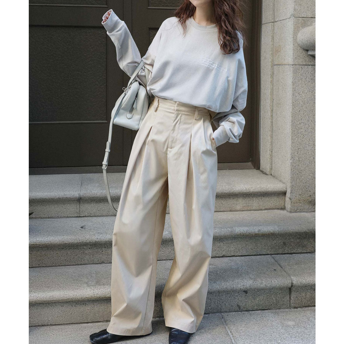 クラシカルエルフ Classical Elf 《marina×クラシカルエルフコラボ》シンプルコーデに洗練さをプラス◎タックデザインパンツ （アイボリー） アイボリー