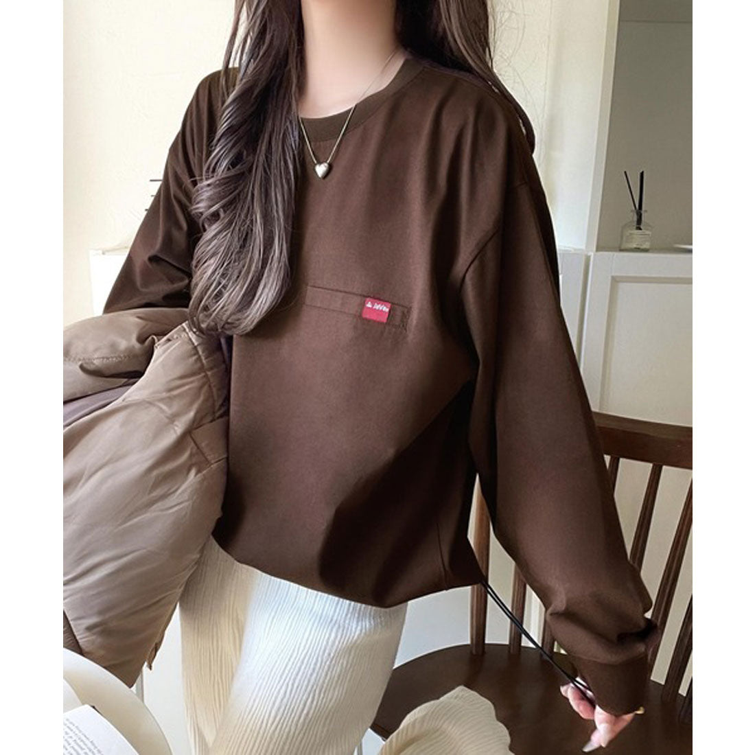 クラシカルエルフ Classical Elf 《JaVa ジャバコラボ》綿100％シルケット素材裾ドロストオーバーサイズTシャツ （ブラック長袖） ブラック長袖
