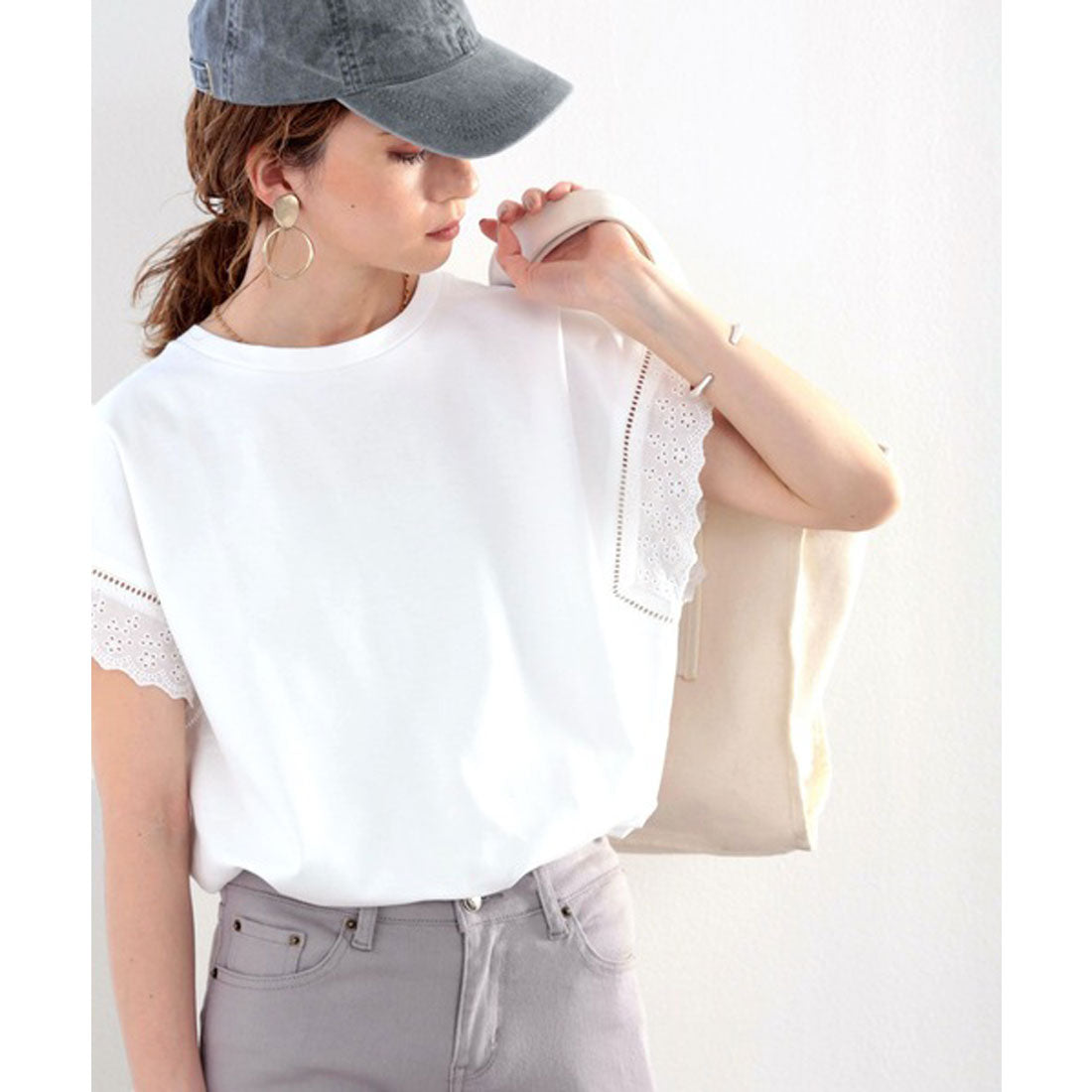 クラシカルエルフ Classical Elf 綿100％ 上質コットン。大人が着る、袖レースプルオーバー