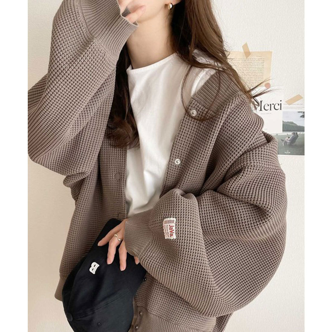 Classical Elf "JaVa Collaboration" New Texture! Lightweight Waffle Knit Blouson