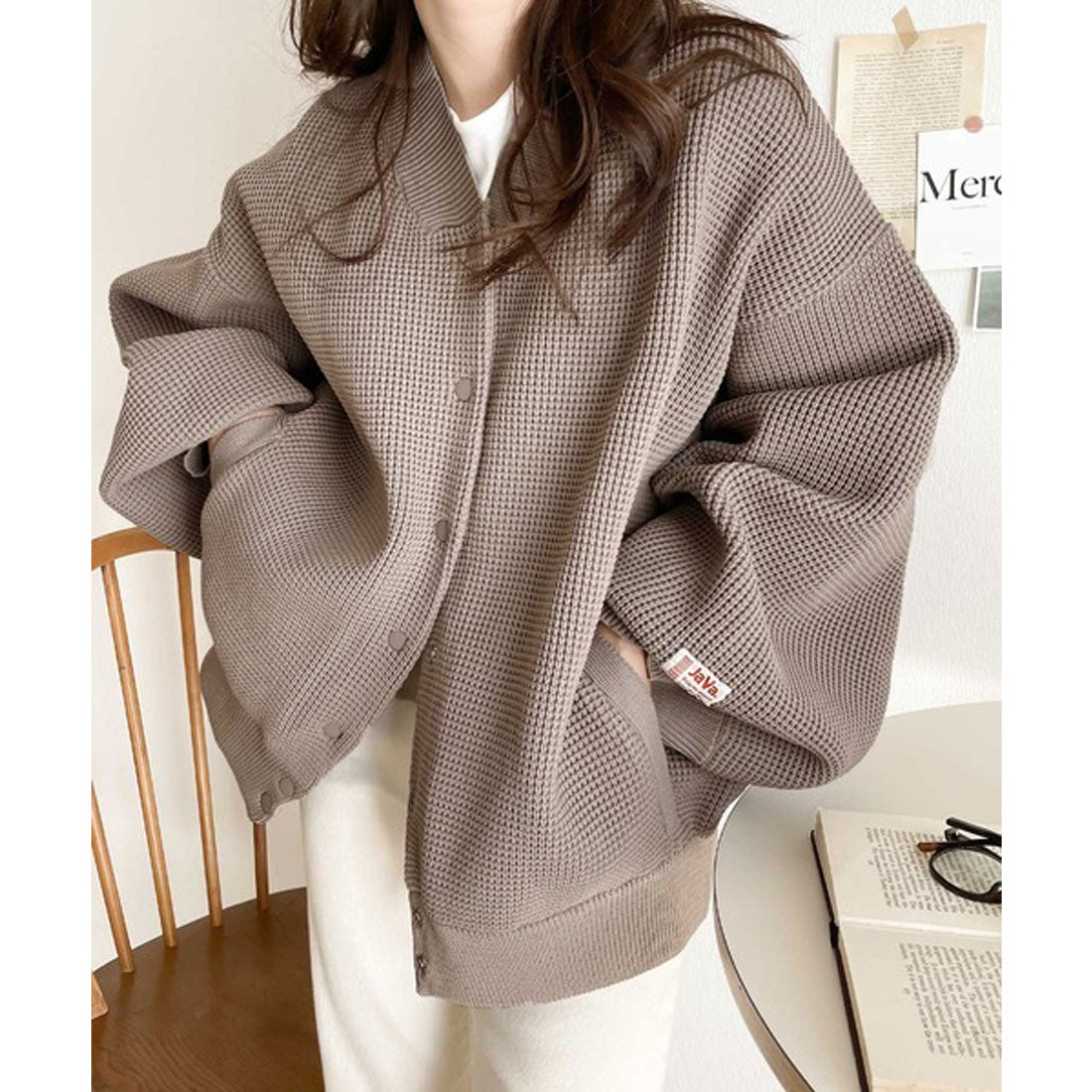 Classical Elf "JaVa Collaboration" New Texture! Lightweight Waffle Knit Blouson