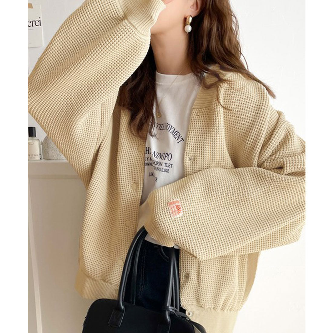 Classical Elf "JaVa Collaboration" New Texture! Lightweight Waffle Knit Blouson